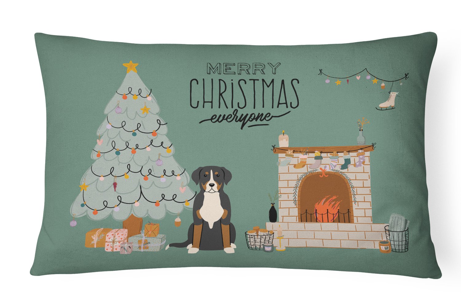 Greater Swiss Mountain Dog Christmas Everyone Canvas Fabric Decorative Pillow CK7600PW1216 by Caroline's Treasures