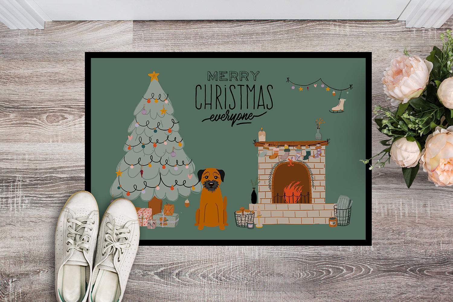 Border Terrier Christmas Everyone Indoor or Outdoor Mat 18x27 CK7602MAT - the-store.com