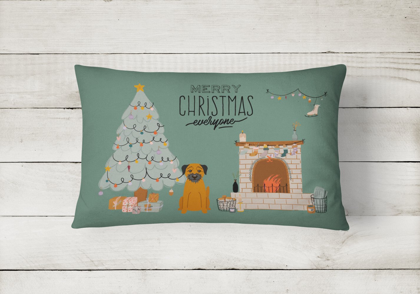 Border Terrier Christmas Everyone Canvas Fabric Decorative Pillow CK7602PW1216 by Caroline's Treasures