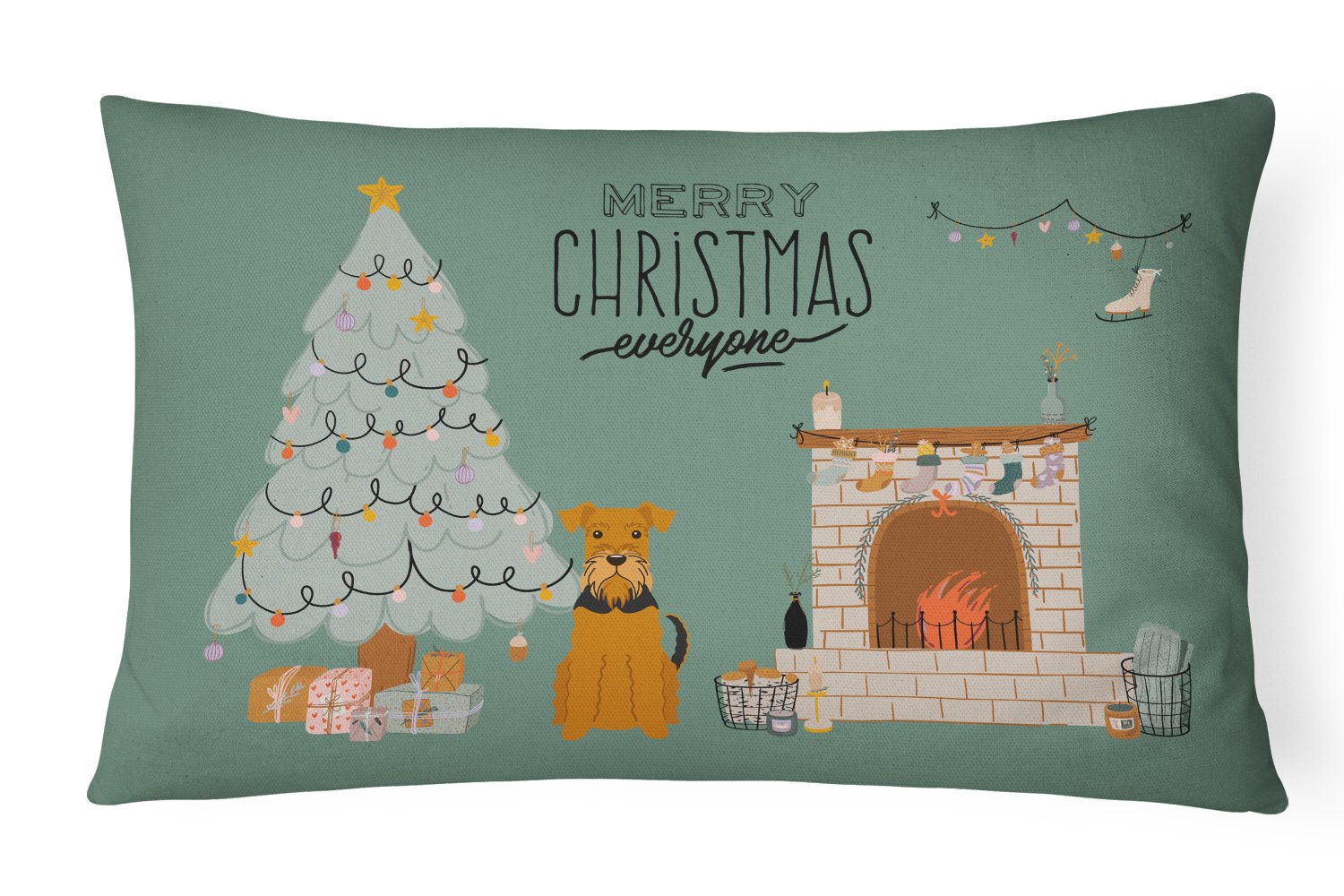 Airedale Christmas Everyone Canvas Fabric Decorative Pillow CK7604PW1216 by Caroline's Treasures