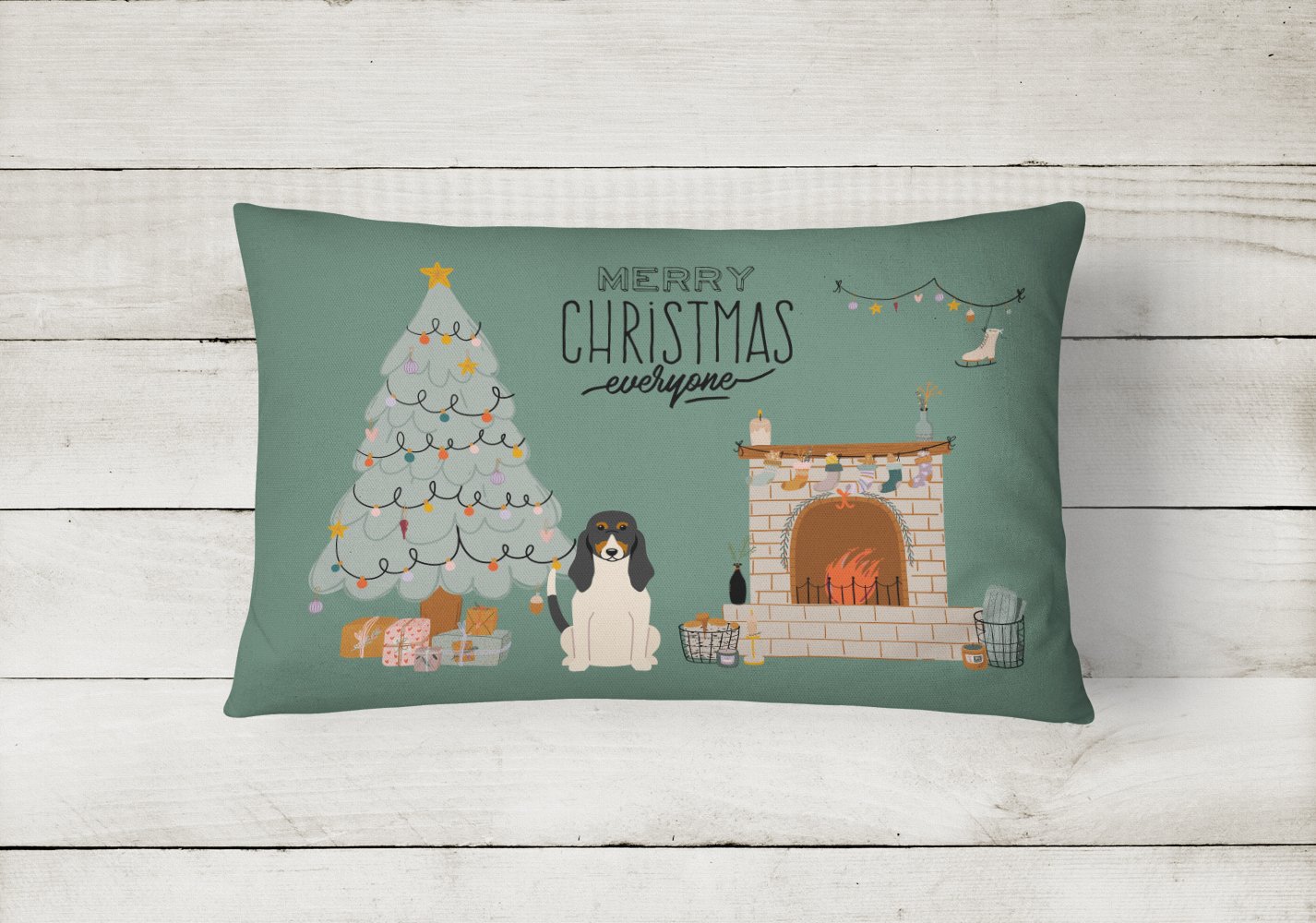 Swiss Hound Christmas Everyone Canvas Fabric Decorative Pillow CK7607PW1216 by Caroline's Treasures