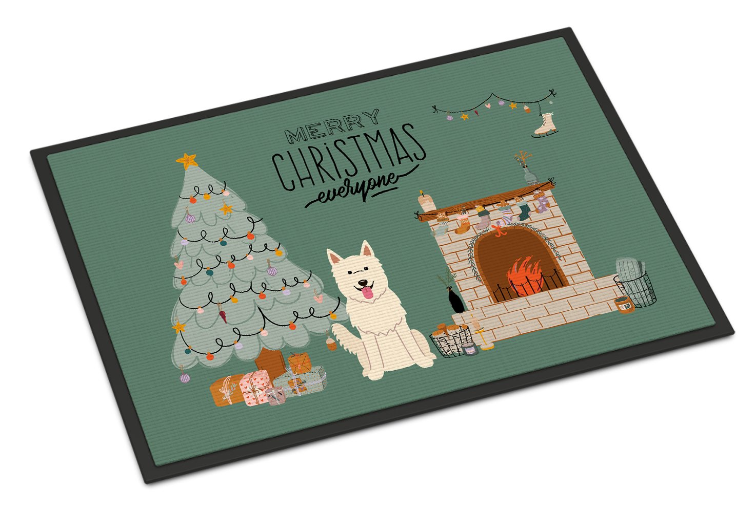 White German Shepherd Christmas Everyone Indoor or Outdoor Mat 24x36 CK7608JMAT by Caroline's Treasures