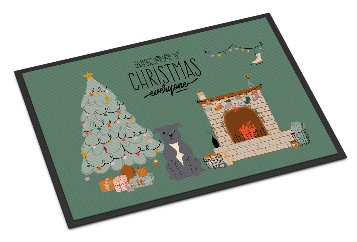 Blue Staffordshire Bull Terrier Christmas Everyone Indoor or Outdoor Mat 24x36 CK7609JMAT by Caroline's Treasures