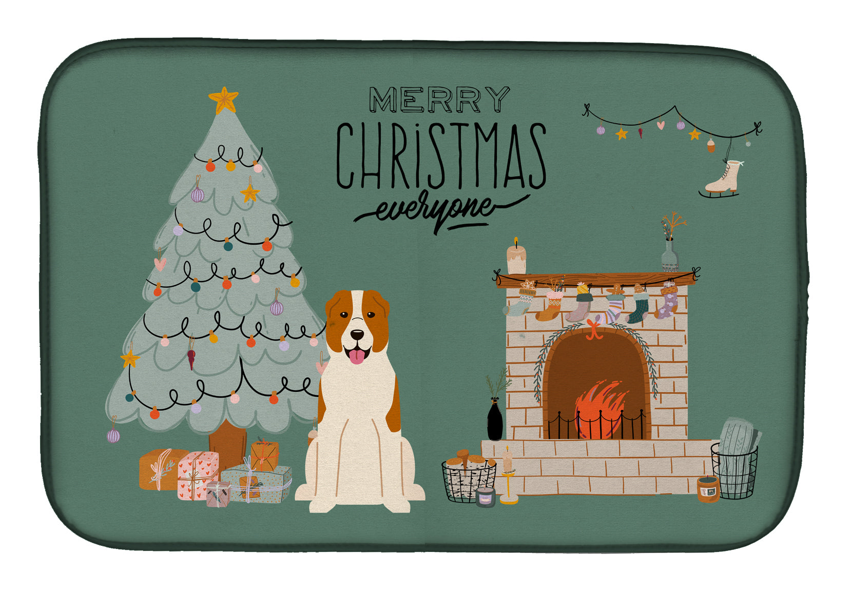 Central Asian Shepherd Dog Christmas Everyone Dish Drying Mat CK7612DDM  the-store.com.