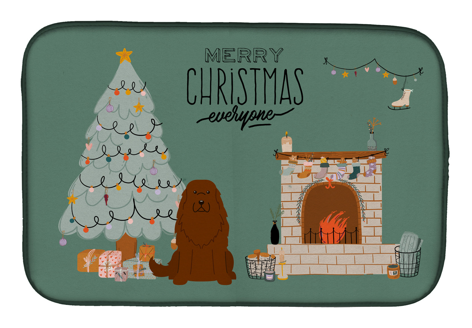 Caucasian Shepherd Dog Christmas Everyone Dish Drying Mat CK7613DDM  the-store.com.