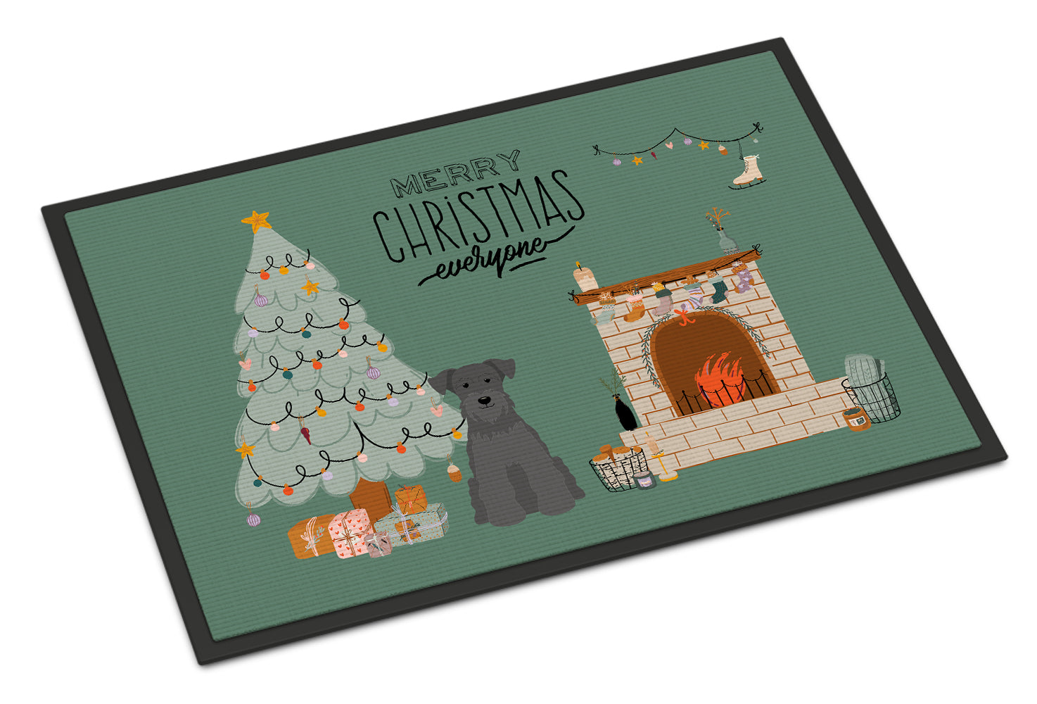 Black Miniature Schnauzer Christmas Everyone Indoor or Outdoor Mat 18x27 CK7614MAT - the-store.com