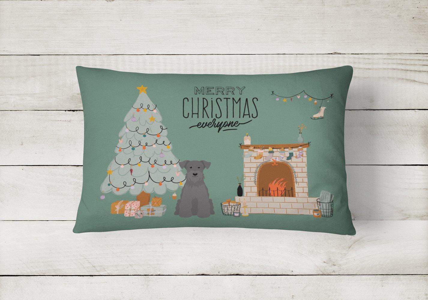 Black Miniature Schnauzer Christmas Everyone Canvas Fabric Decorative Pillow CK7614PW1216 by Caroline's Treasures