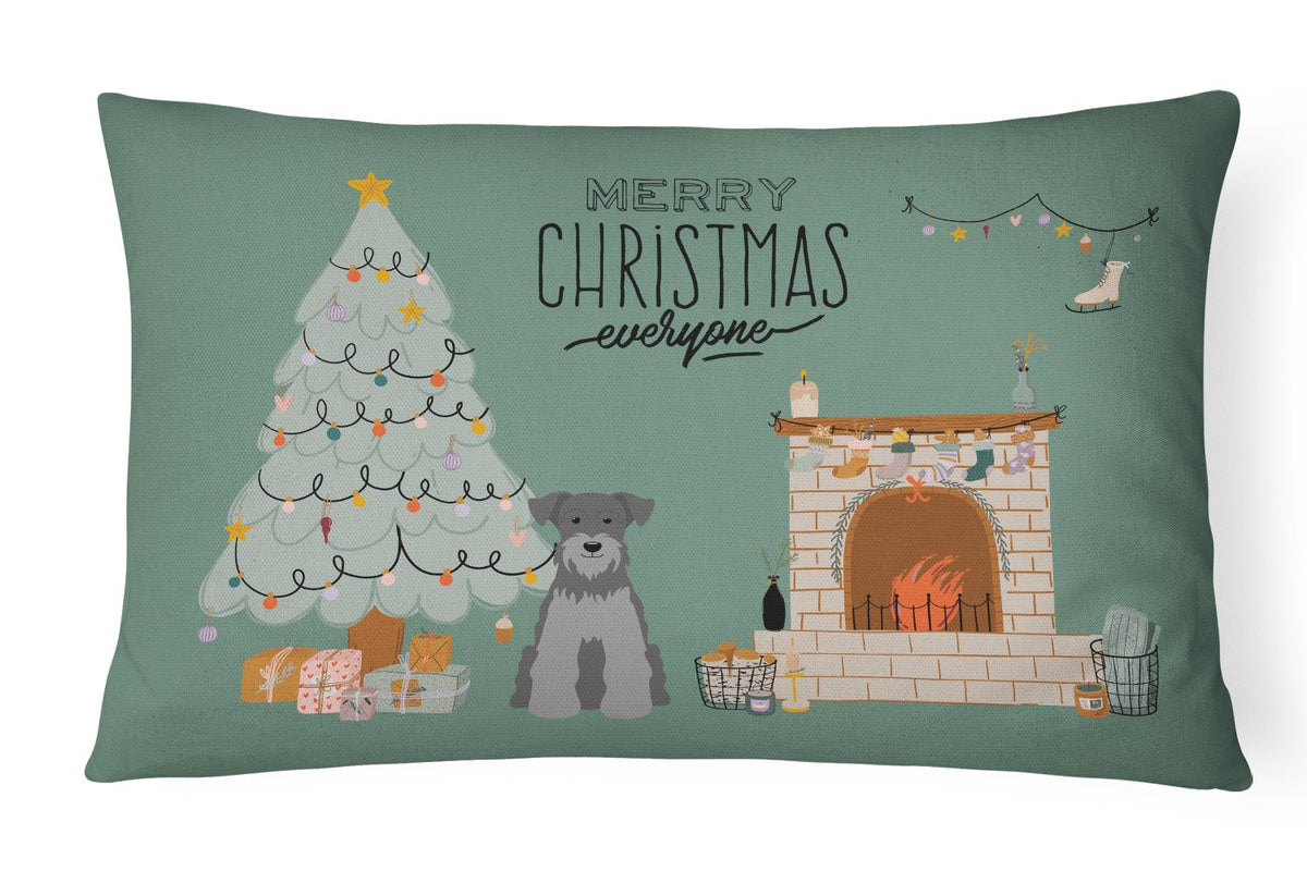 Black Silver Miniature Schnauzer Christmas Everyone Canvas Fabric Decorative Pillow CK7615PW1216 by Caroline&#39;s Treasures