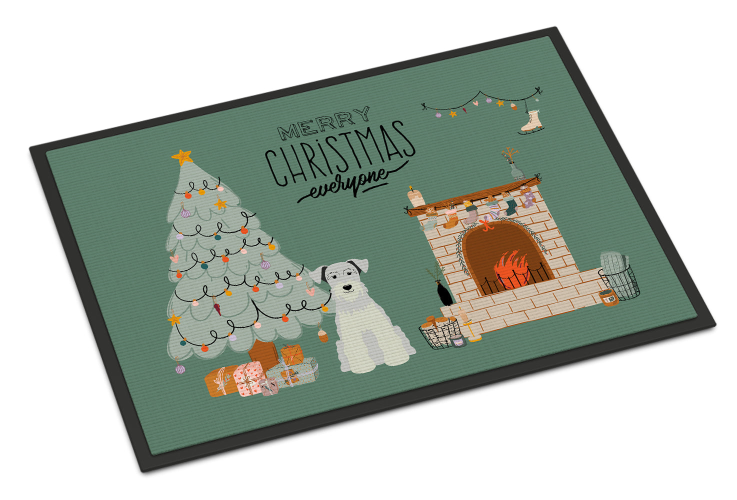 White Miniature Schnauzer Christmas Everyone Indoor or Outdoor Mat 18x27 CK7616MAT - the-store.com