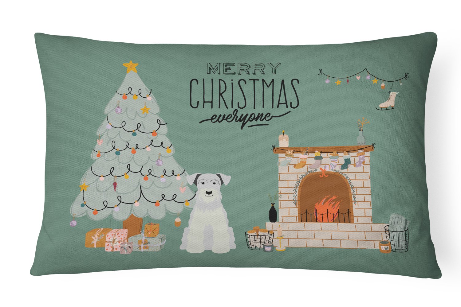 White Miniature Schnauzer Christmas Everyone Canvas Fabric Decorative Pillow CK7616PW1216 by Caroline's Treasures