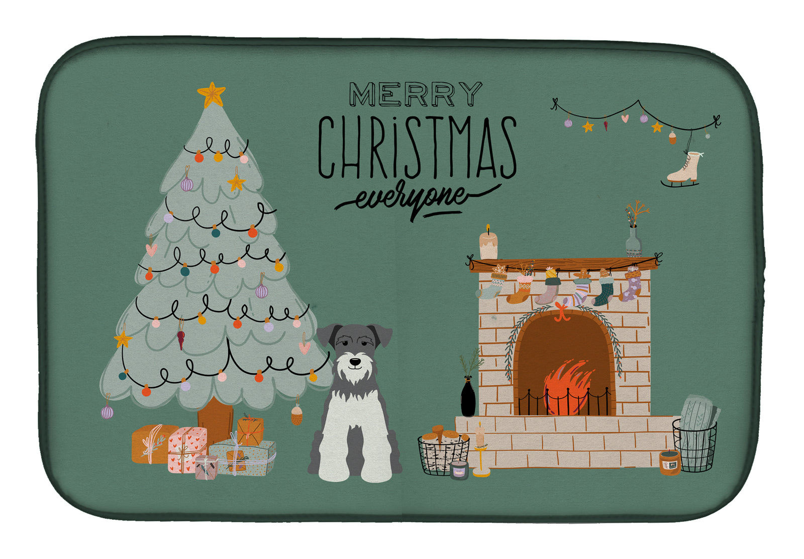 Salt and Pepper Miniature Schnauzer Christmas Everyone Dish Drying Mat CK7617DDM  the-store.com.