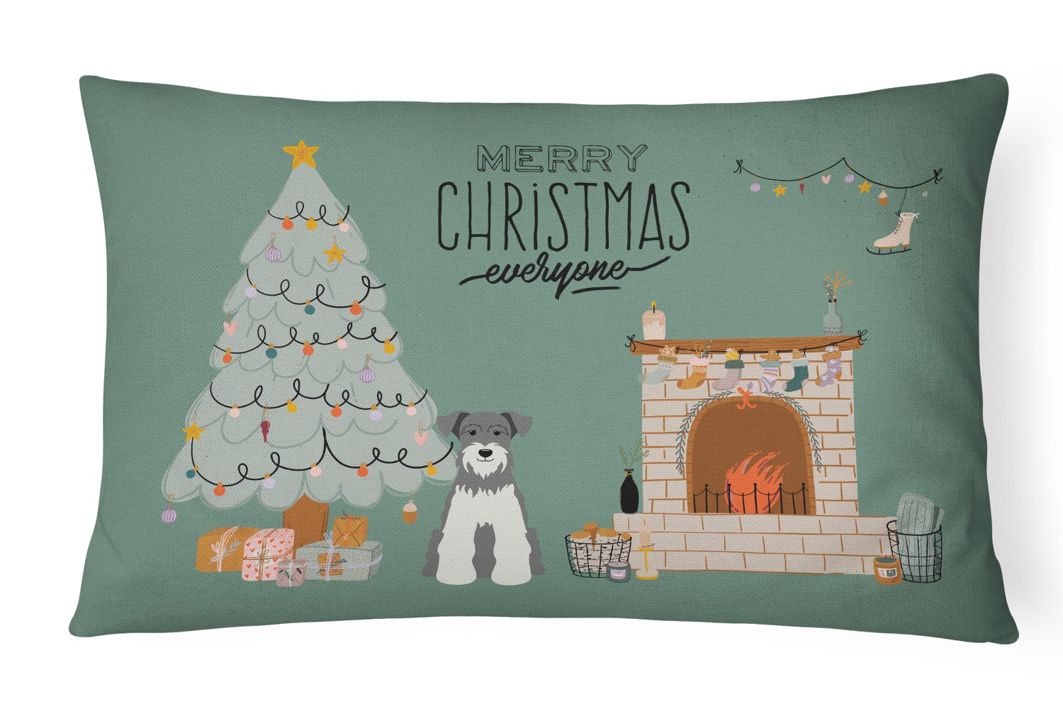 Salt and Pepper Miniature Schnauzer Christmas Everyone Canvas Fabric Decorative Pillow CK7617PW1216 by Caroline's Treasures