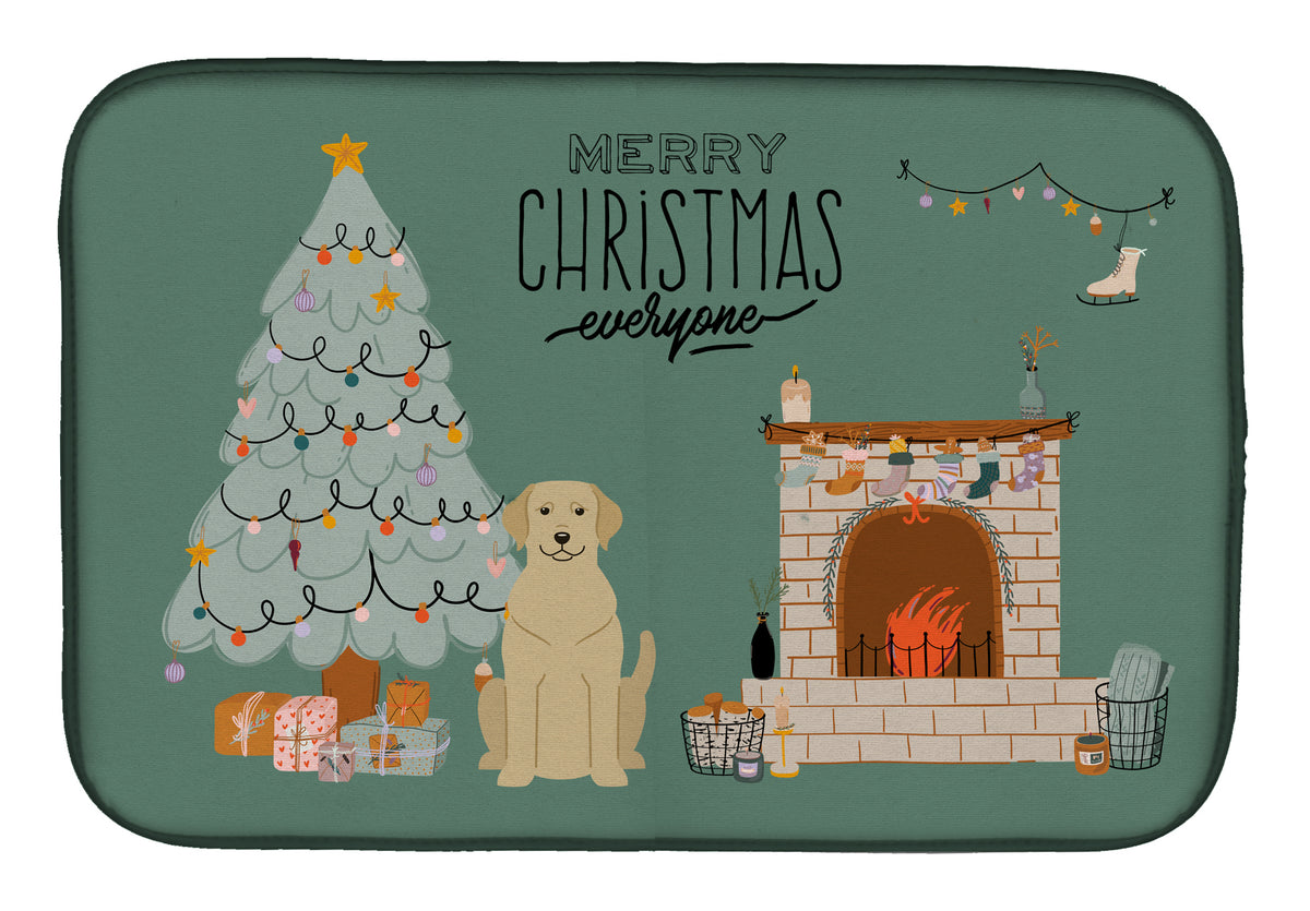 Yellow Labrador Christmas Everyone Dish Drying Mat CK7618DDM  the-store.com.