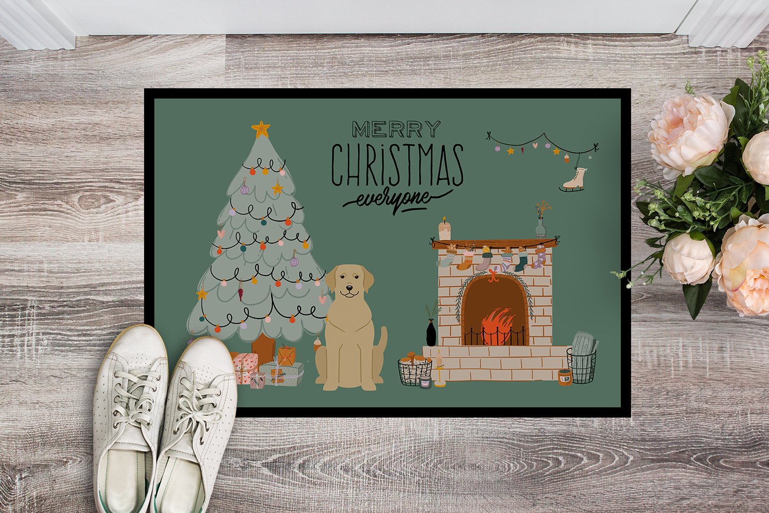 Yellow Labrador Christmas Everyone Indoor or Outdoor Mat 24x36 CK7618JMAT by Caroline's Treasures