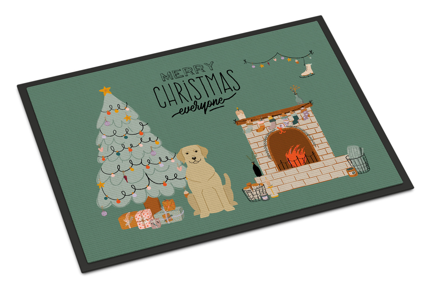 Yellow Labrador Christmas Everyone Indoor or Outdoor Mat 18x27 CK7618MAT - the-store.com