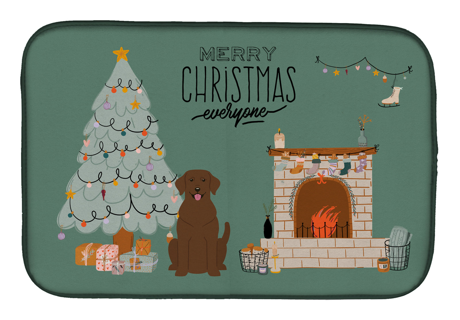 Chocolate Labrador Christmas Everyone Dish Drying Mat CK7619DDM  the-store.com.