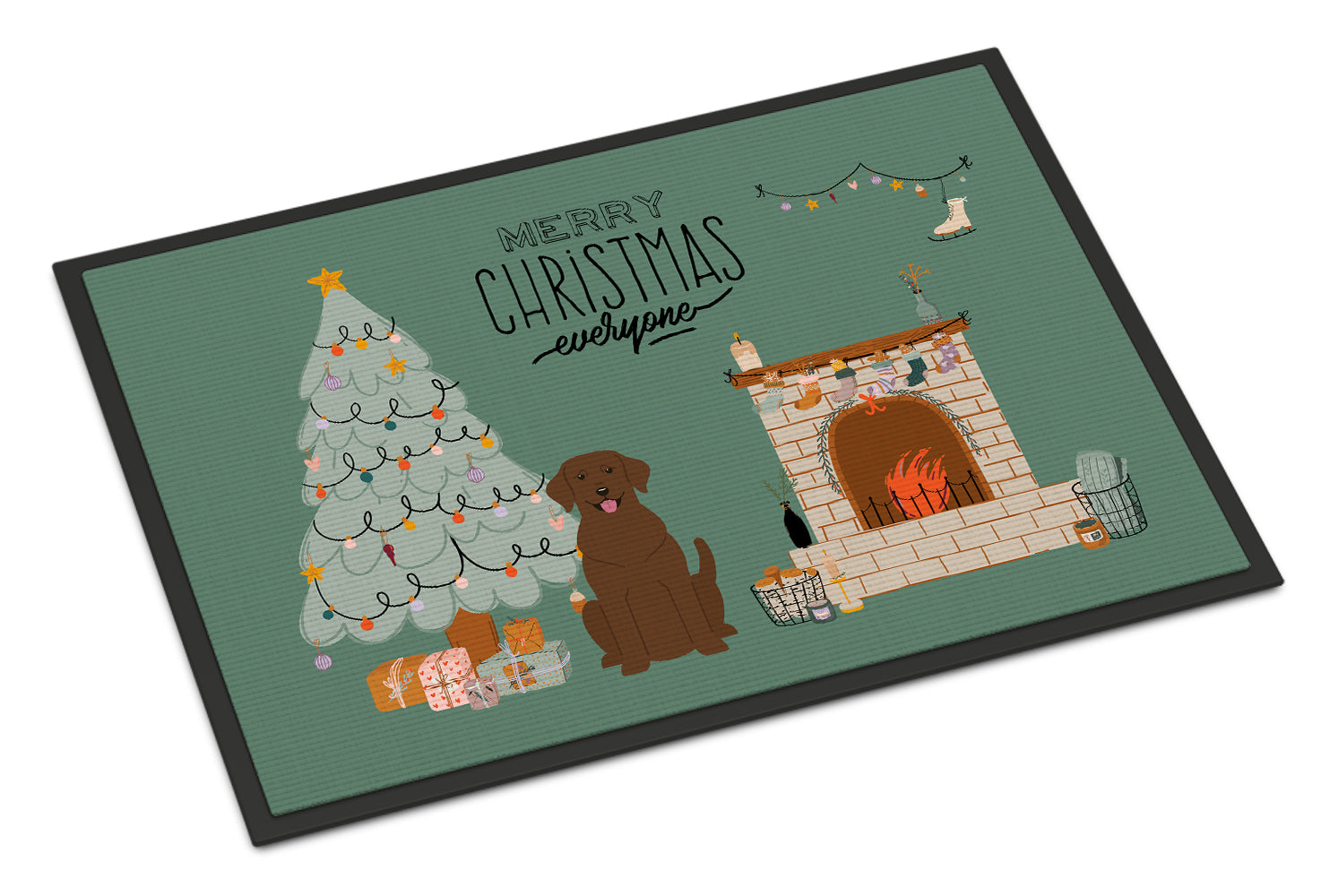 Chocolate Labrador Christmas Everyone Indoor or Outdoor Mat 18x27 CK7619MAT - the-store.com