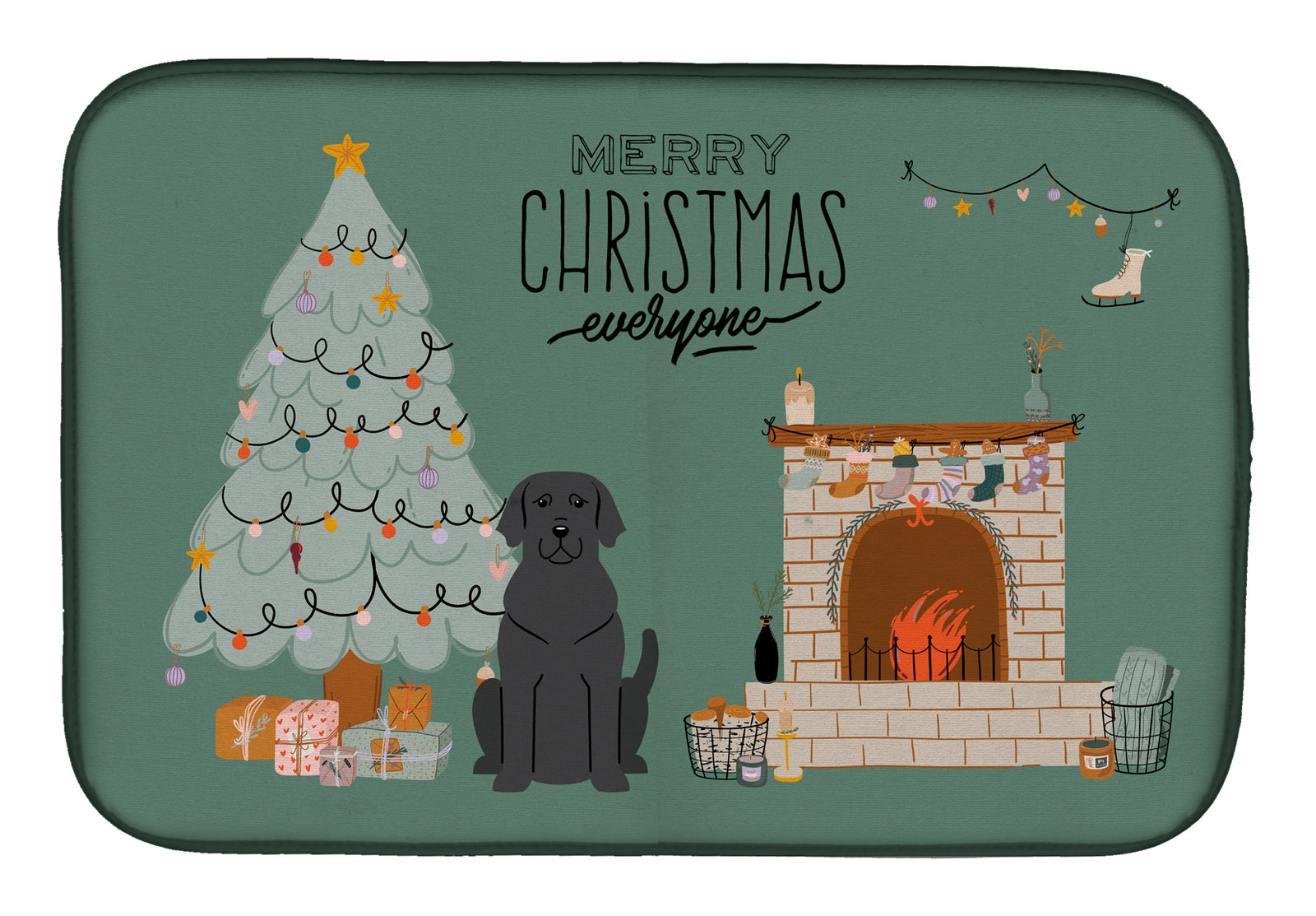 Black Labrador Christmas Everyone Dish Drying Mat CK7620DDM  the-store.com.