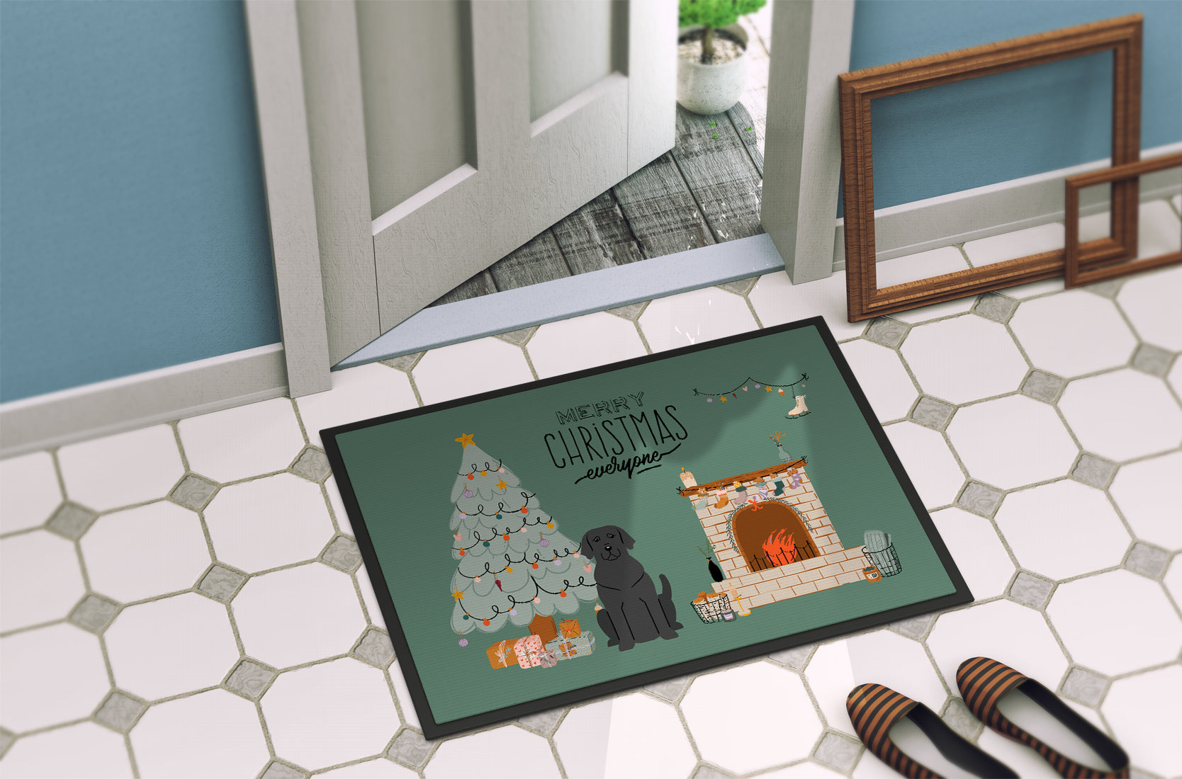 Black Labrador Christmas Everyone Indoor or Outdoor Mat 18x27 CK7620MAT - the-store.com