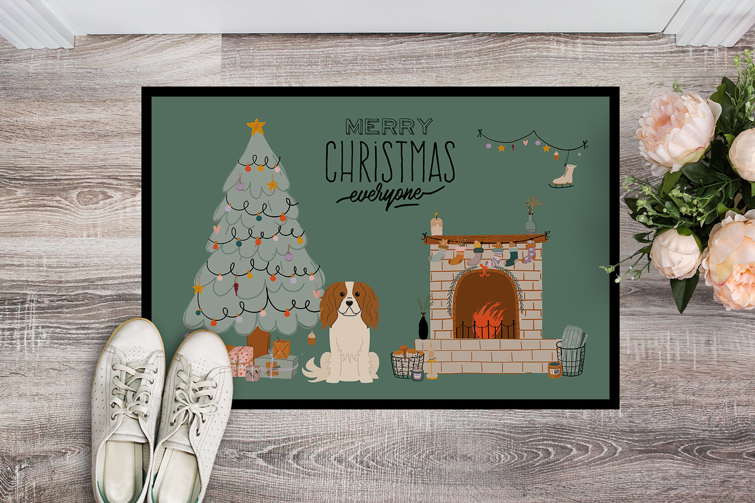 Cavalier Spaniel Christmas Everyone Indoor or Outdoor Mat 18x27 CK7621MAT - the-store.com