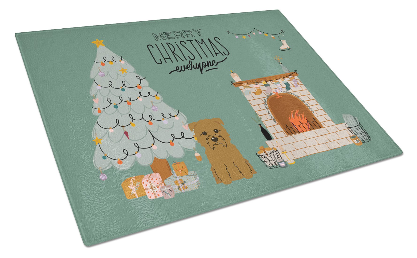 Tan Glen of Imal Christmas Everyone Glass Cutting Board Large CK7623LCB by Caroline's Treasures