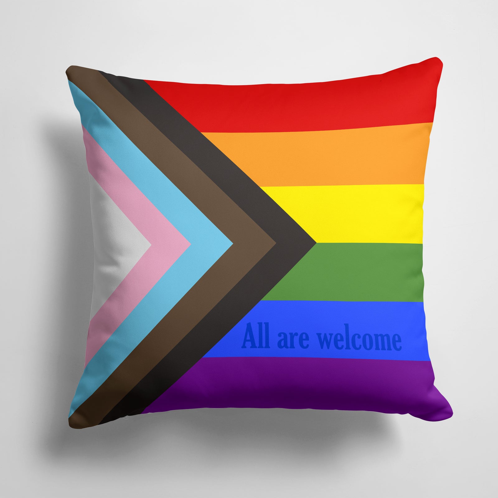 Gay Pride Progress Pride All are Welcome Fabric Decorative Pillow - the-store.com