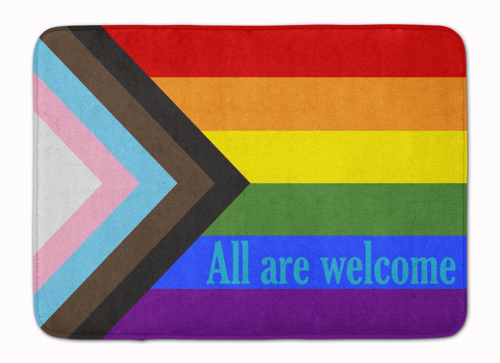 Gay Pride Progress Pride All are Welcome Machine Washable Memory Foam Mat - the-store.com