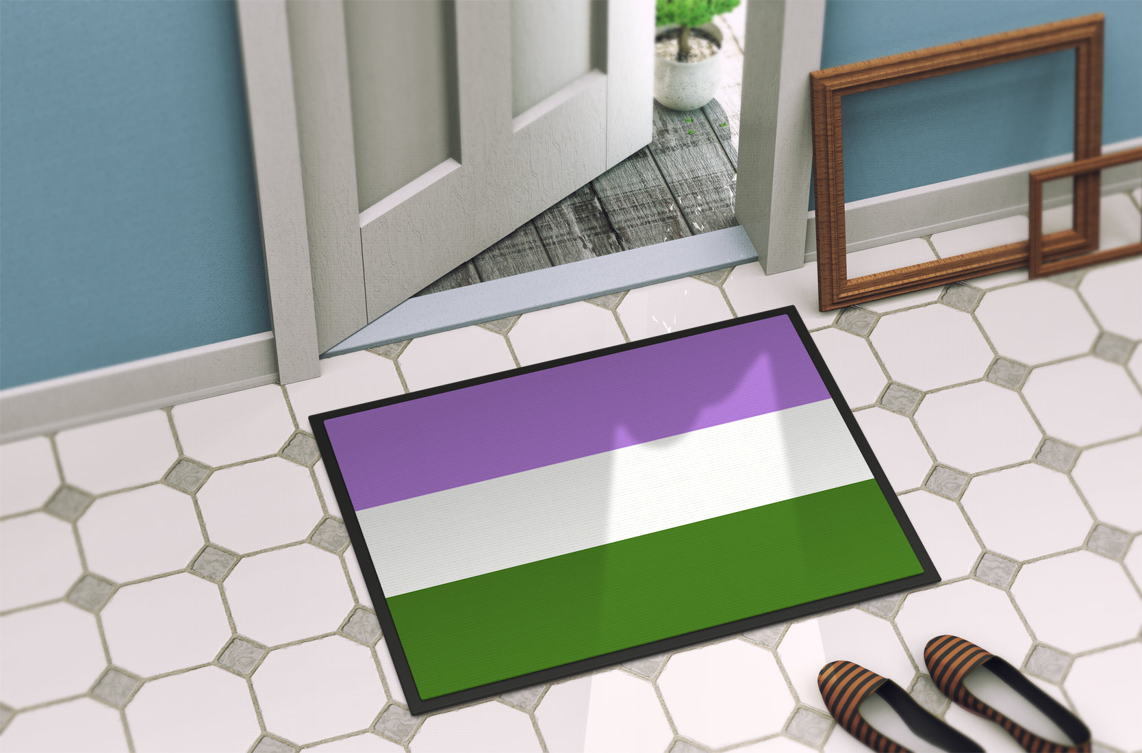 Genderqueer Pride Indoor or Outdoor Mat 18x27 - the-store.com