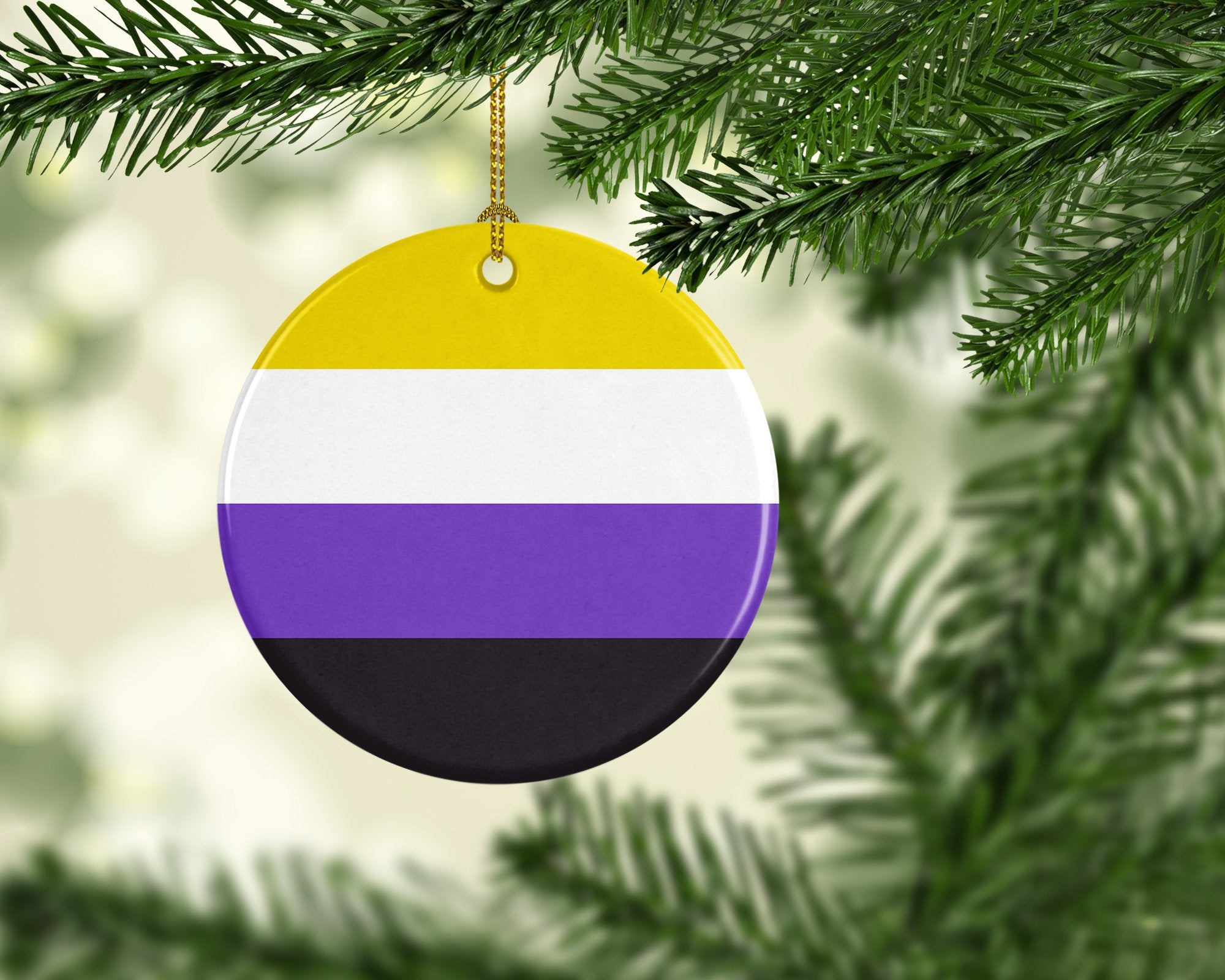 Nonbinary Pride Ceramic Ornament - the-store.com