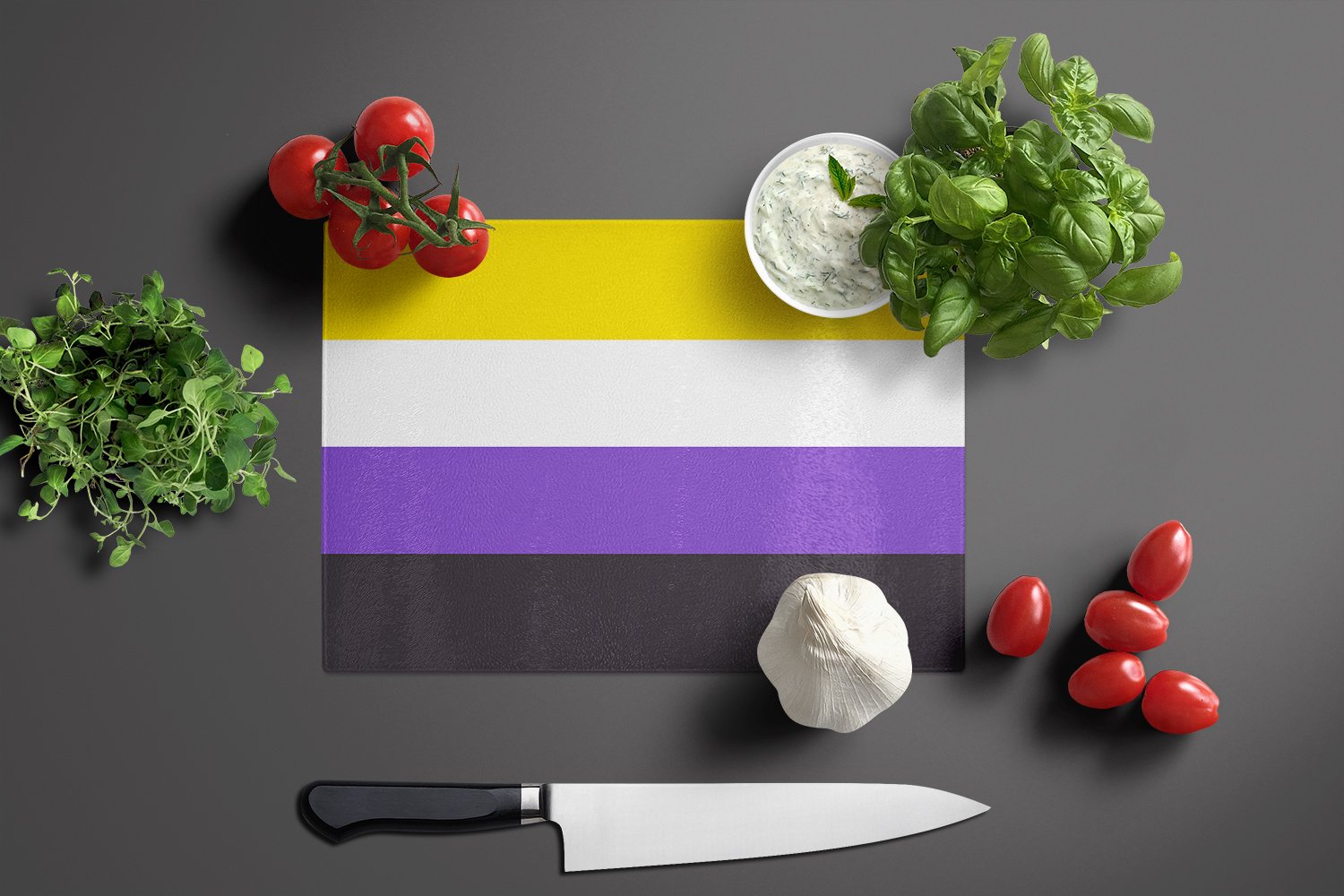 Nonbinary Pride Glass Cutting Board Large - the-store.com