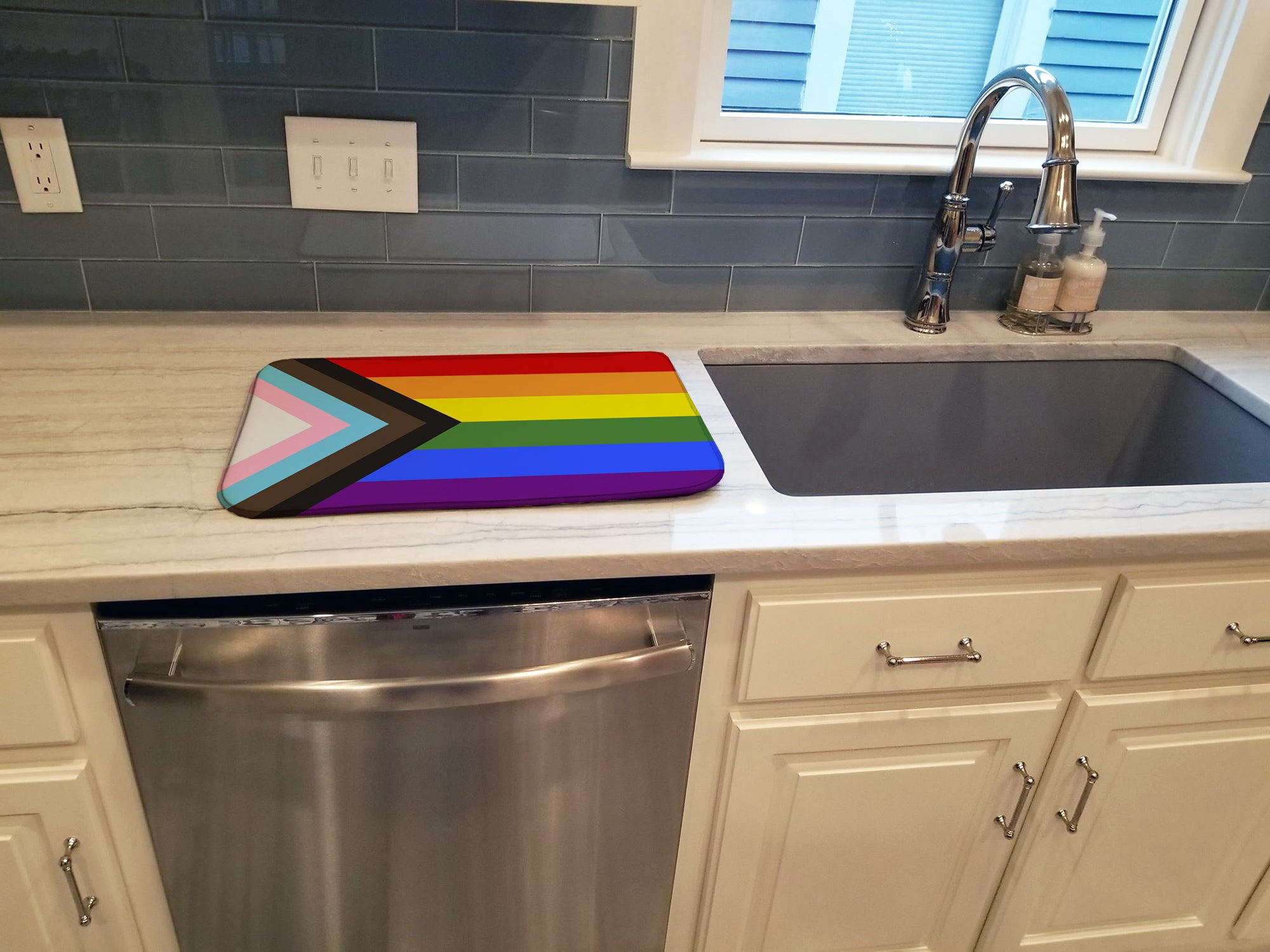 Gay Pride Progress Pride Dish Drying Mat  the-store.com.