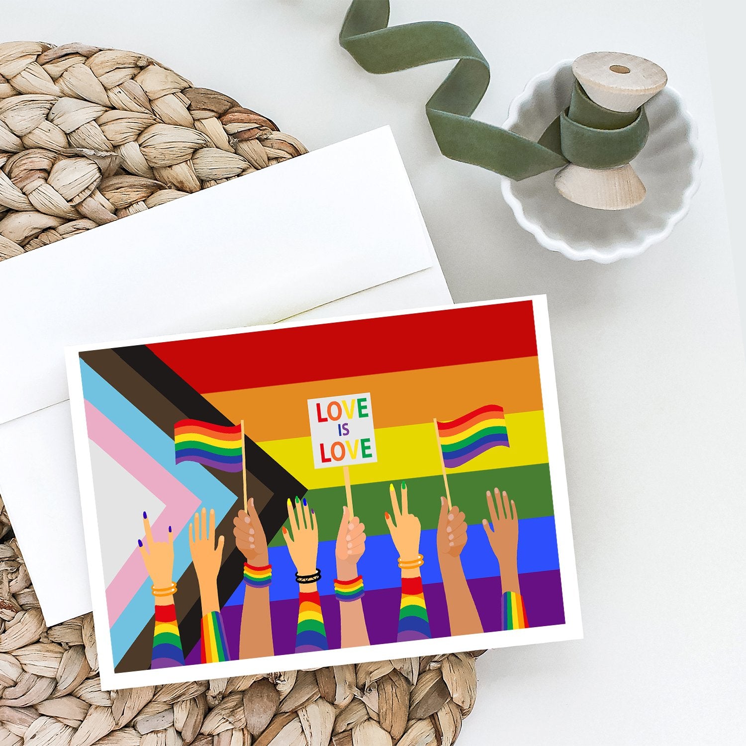 Buy this Gay Pride Parade Progress Pride Greeting Cards and Envelopes Pack of 8