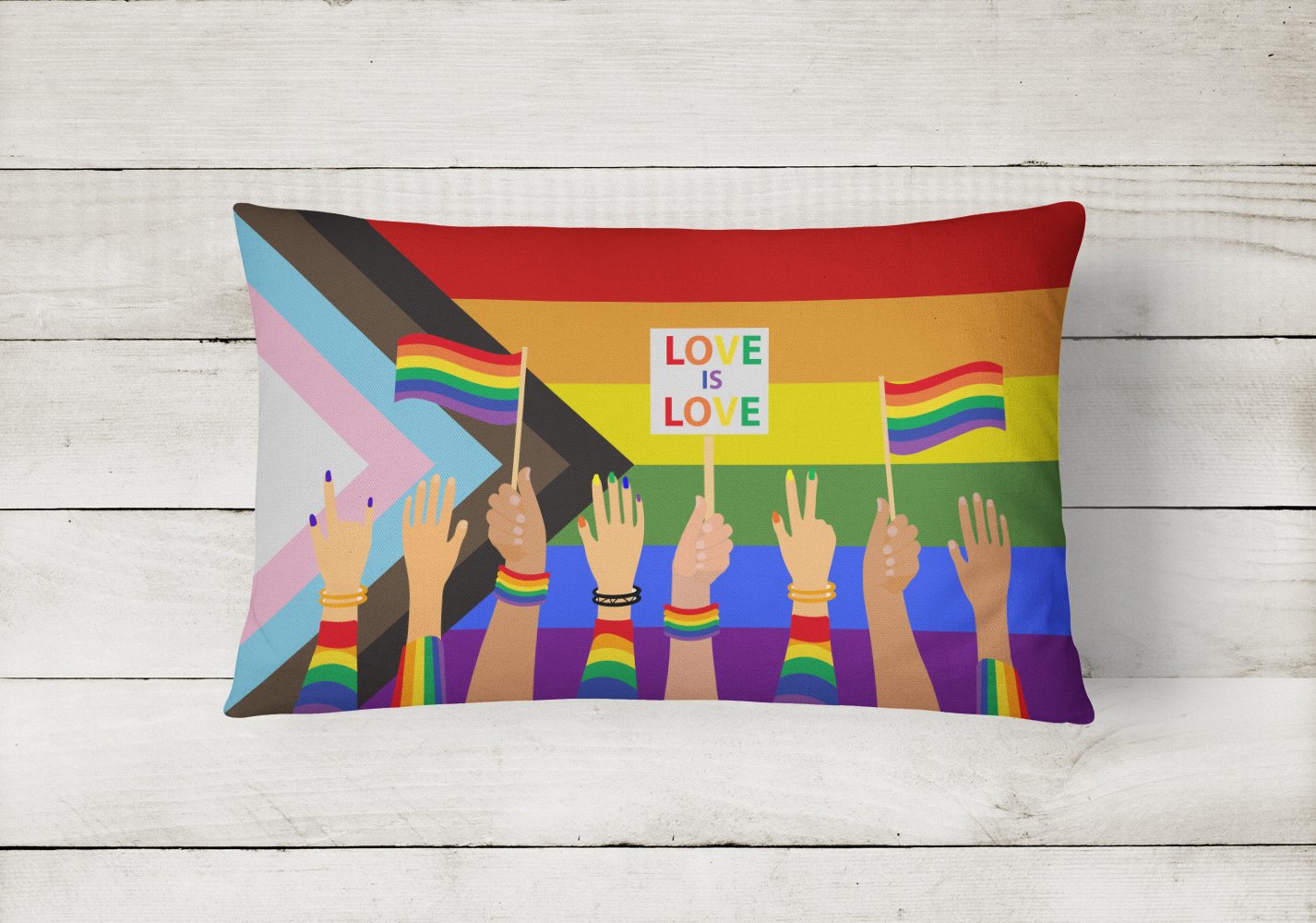 Buy this Gay Pride Parade Progress Pride Canvas Fabric Decorative Pillow