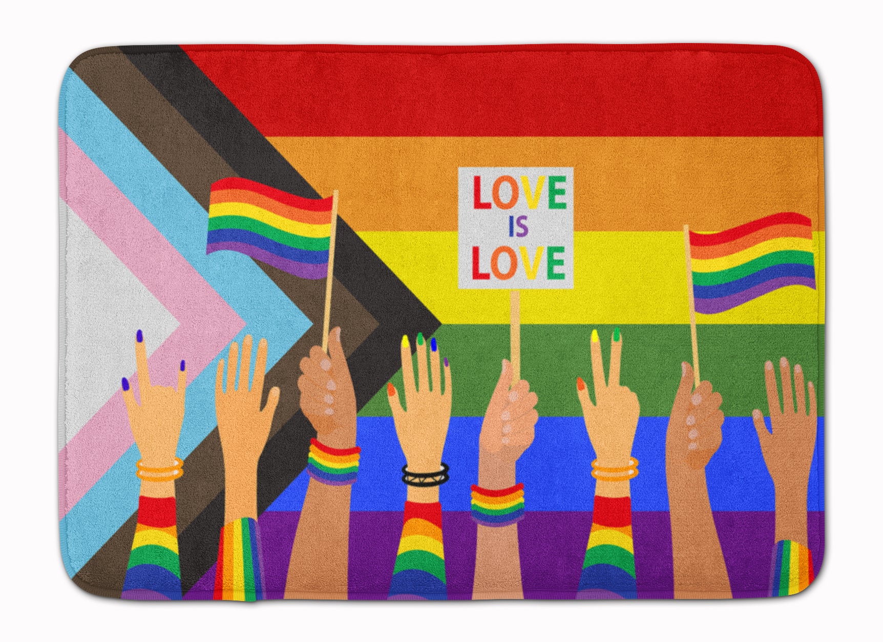 Gay Pride Parade Progress Pride Machine Washable Memory Foam Mat - the-store.com