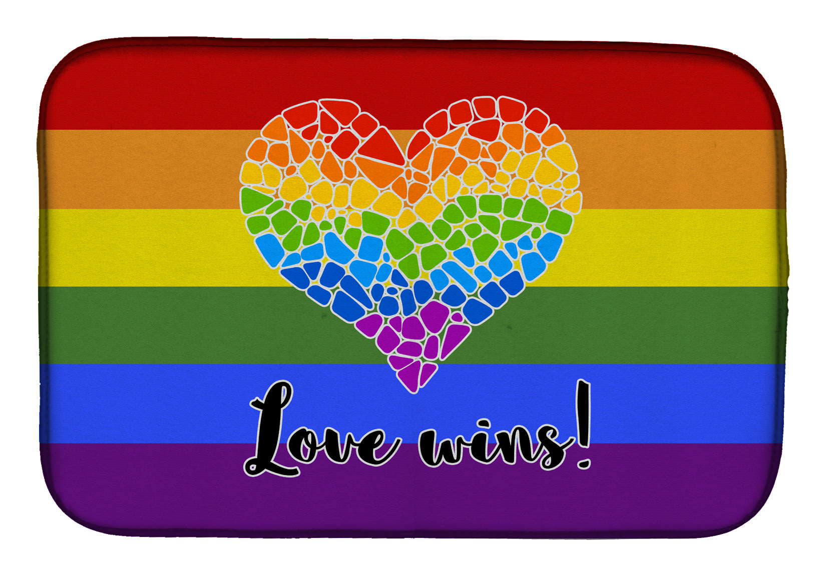 Gay Pride Love Wins Mosaic Heart Dish Drying Mat  the-store.com.