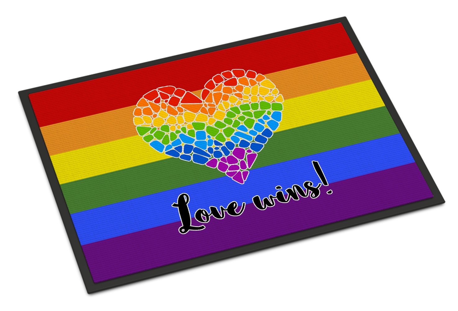 Buy this Gay Pride Love Wins Mosaic Heart Indoor or Outdoor Mat 24x36