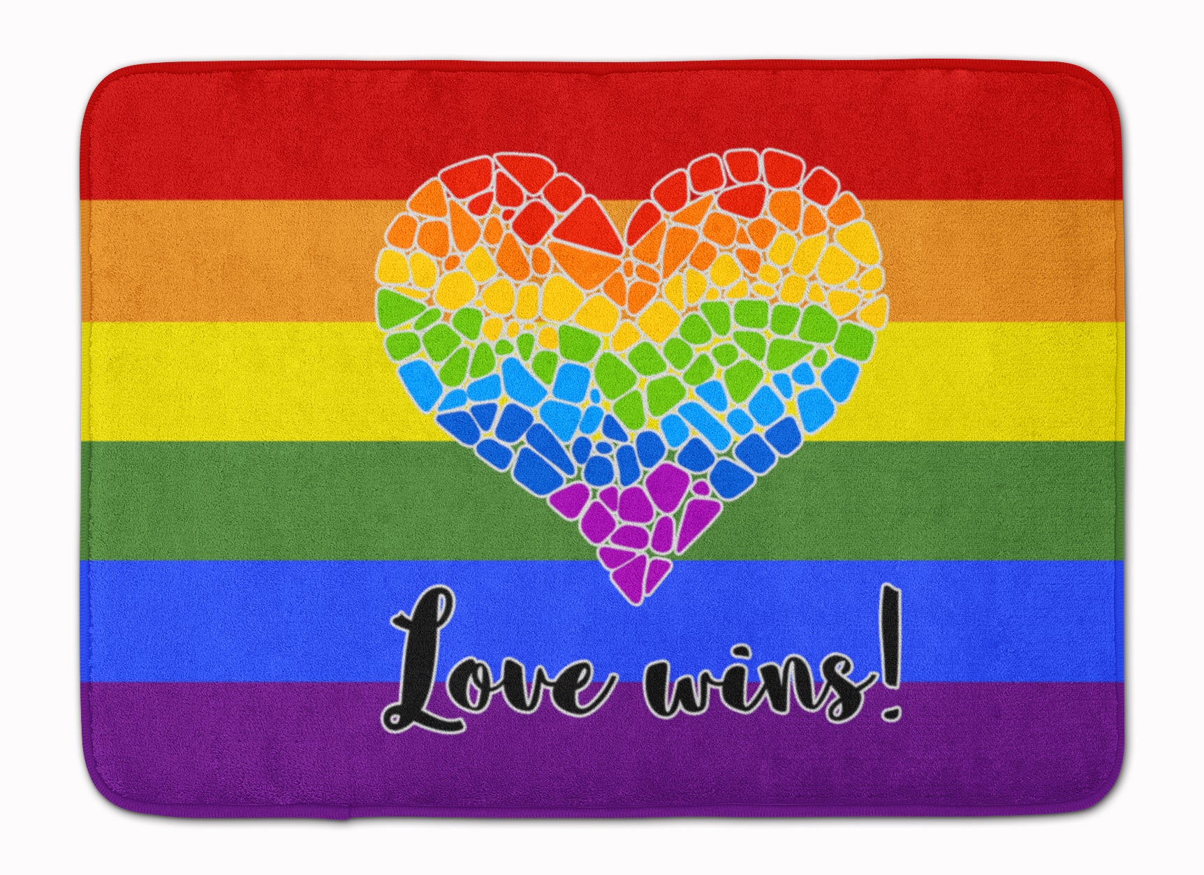 Gay Pride Love Wins Mosaic Heart Machine Washable Memory Foam Mat - the-store.com