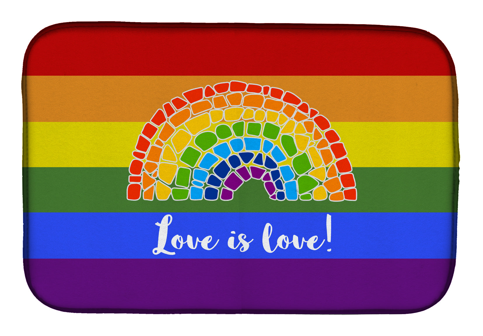 Gay Pride Love is Love Mosaic Rainbow Dish Drying Mat  the-store.com.