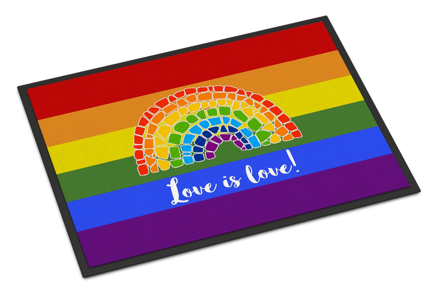 Buy this Gay Pride Love is Love Mosaic Rainbow Indoor or Outdoor Mat 24x36