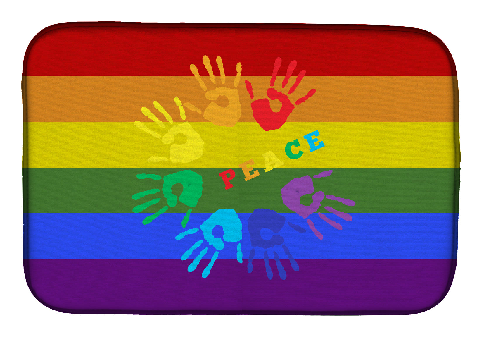 Gay Pride Peace Hands Dish Drying Mat  the-store.com.