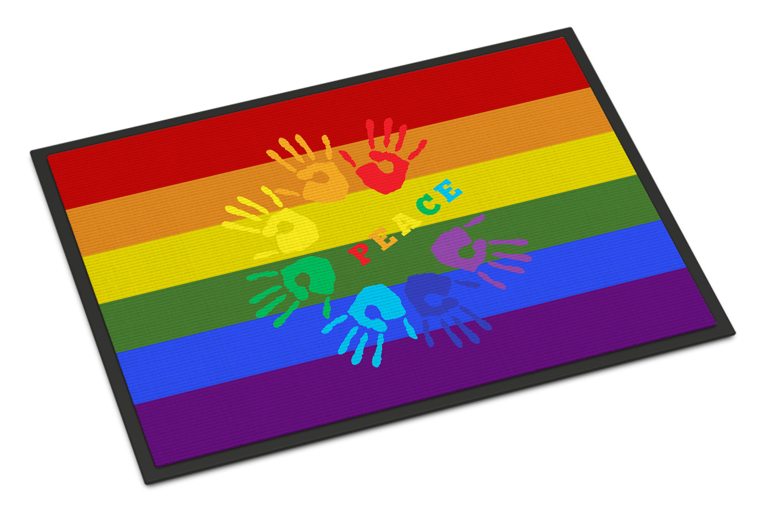 Gay Pride Peace Hands Indoor or Outdoor Mat 18x27 - the-store.com