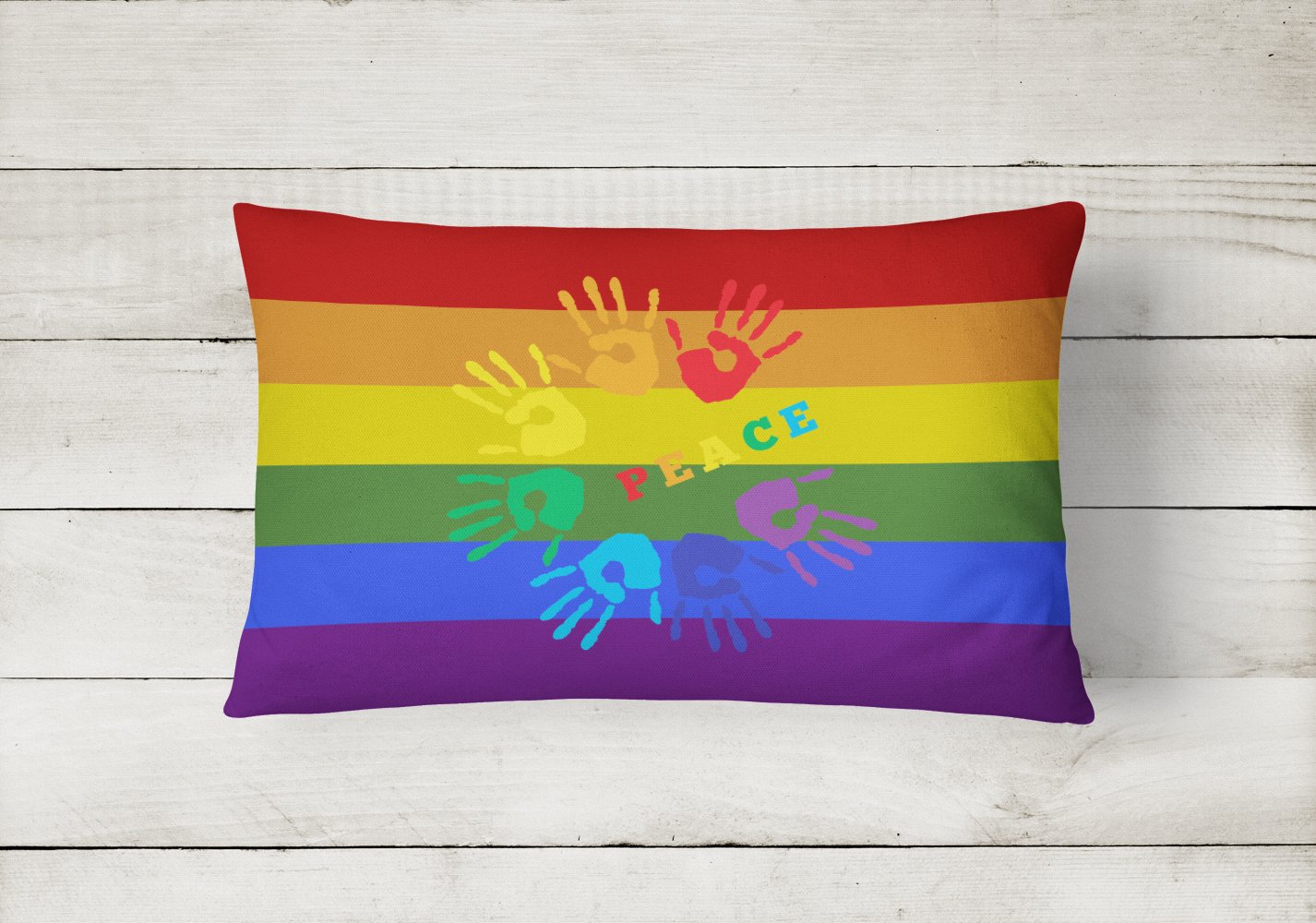 Buy this Gay Pride Peace Hands Canvas Fabric Decorative Pillow