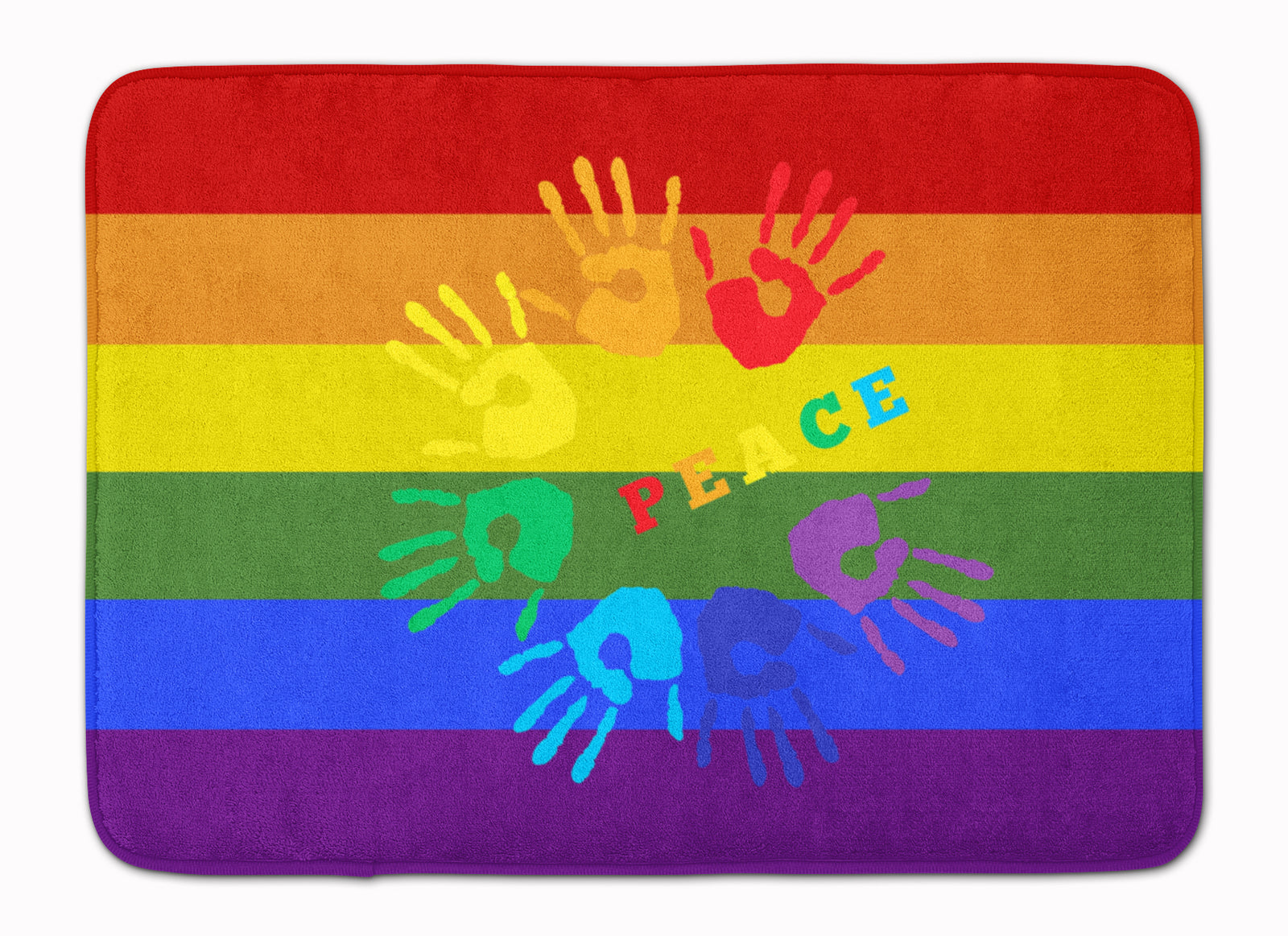 Gay Pride Peace Hands Machine Washable Memory Foam Mat - the-store.com