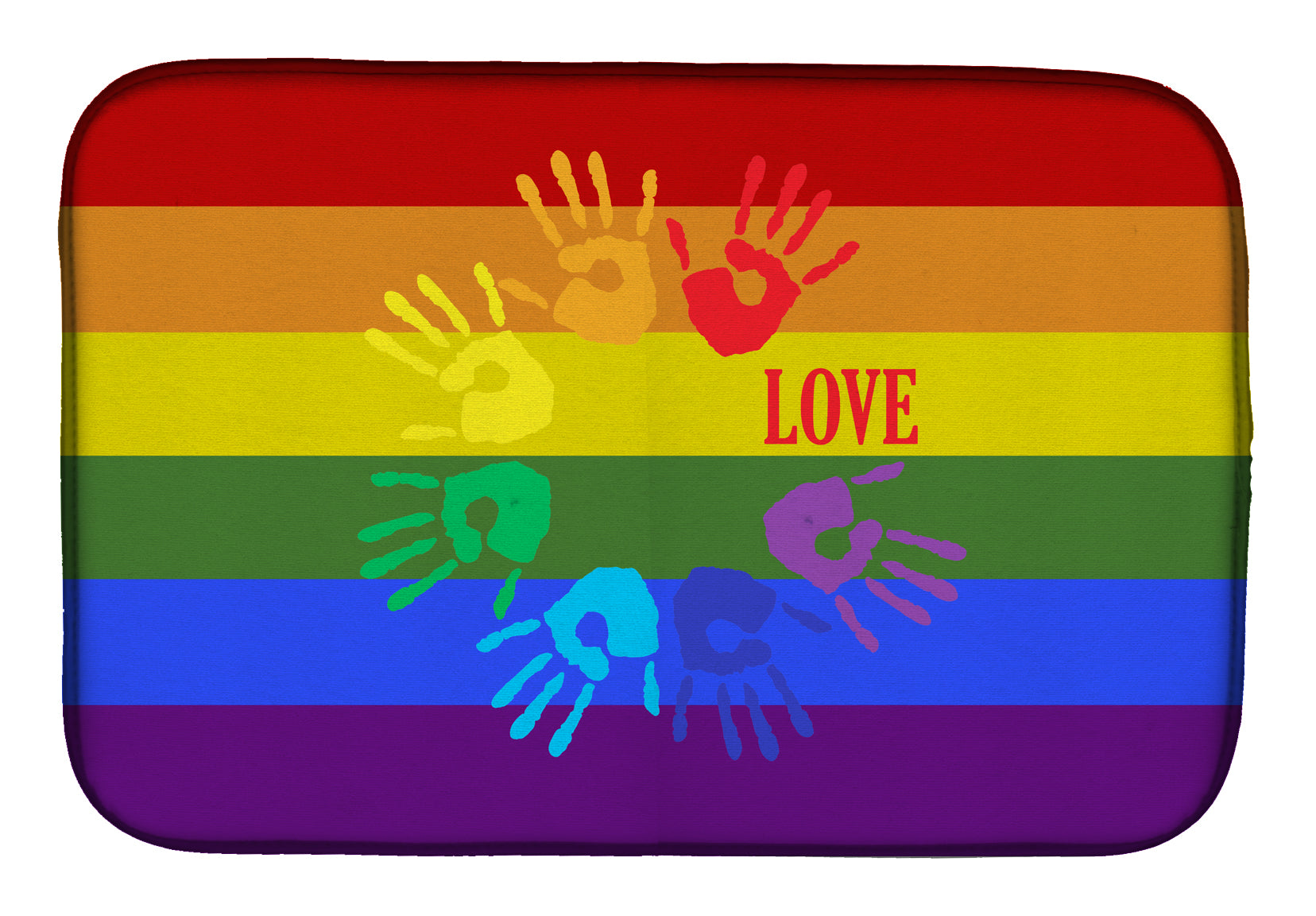 Gay Pride Love Hands Dish Drying Mat  the-store.com.