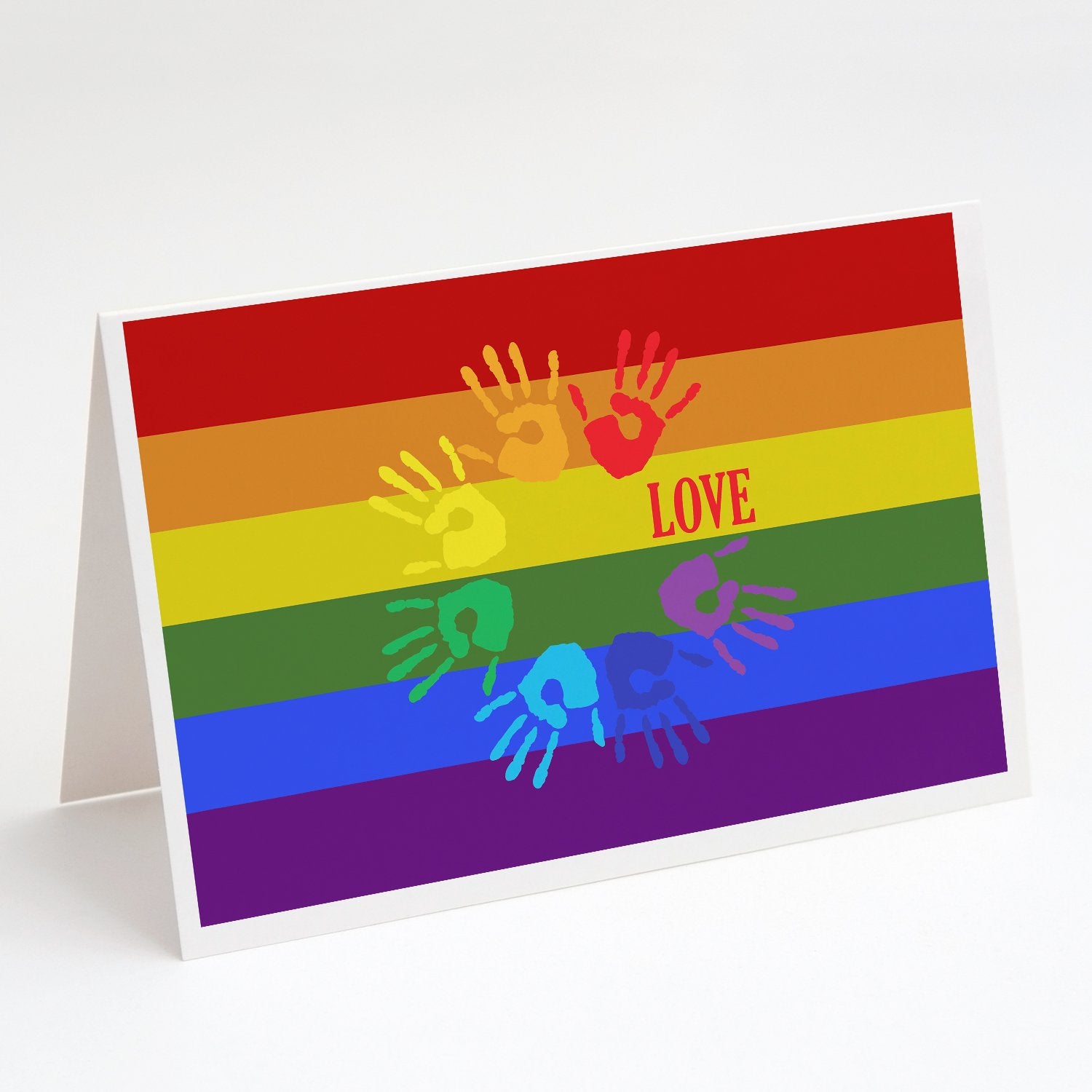 Buy this Gay Pride Love Hands Greeting Cards and Envelopes Pack of 8