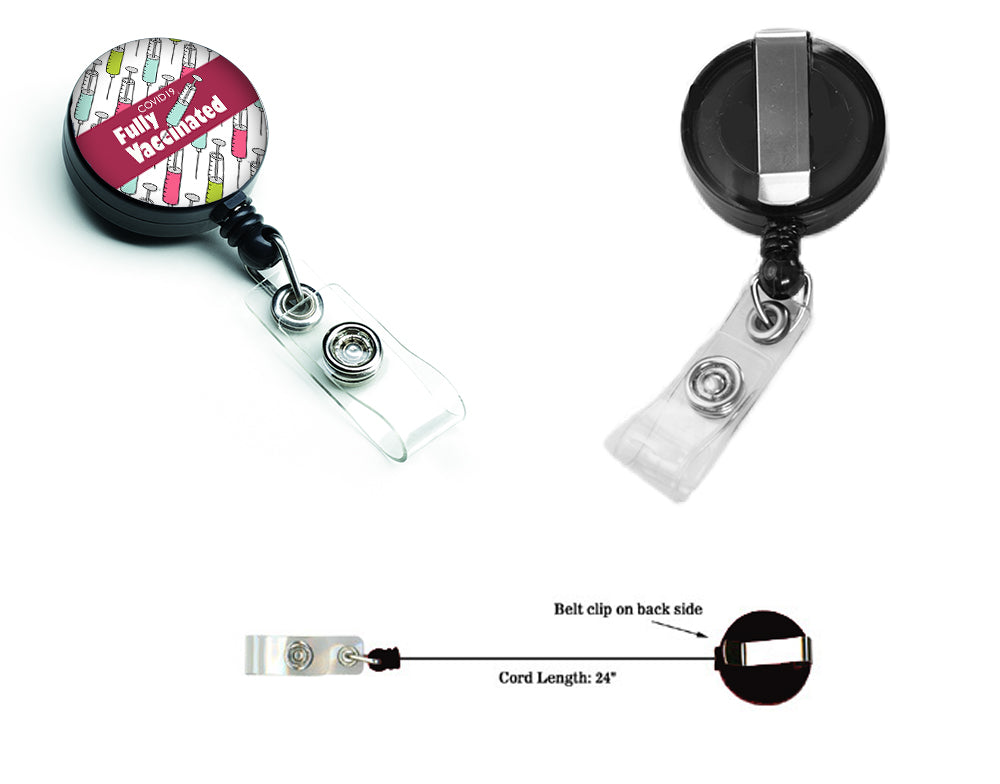 Covid 19 Fully Vaccinated Shot Multicolor Retractable Badge Reel  the-store.com.