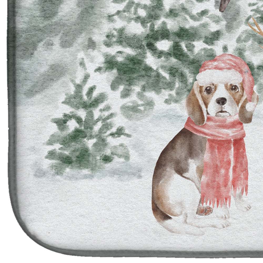 Beagle Tricolor with Christmas Presents Dish Drying Mat  the-store.com.