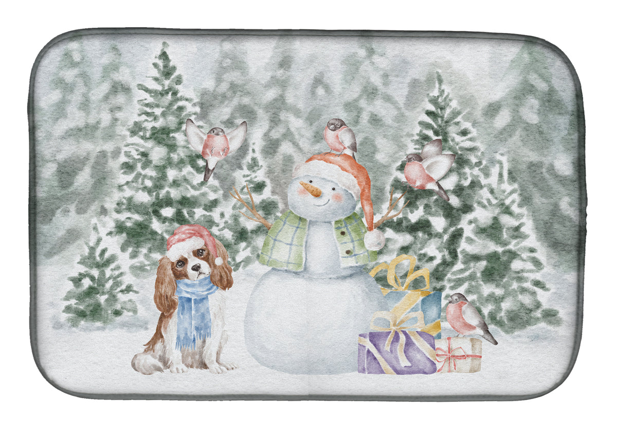 Cavalier King Charles Spaniel Blenheim with Christmas Presents Dish Drying Mat  the-store.com.