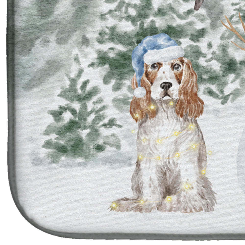 Cocker Spaniel Red and White with Christmas Presents Dish Drying Mat  the-store.com.