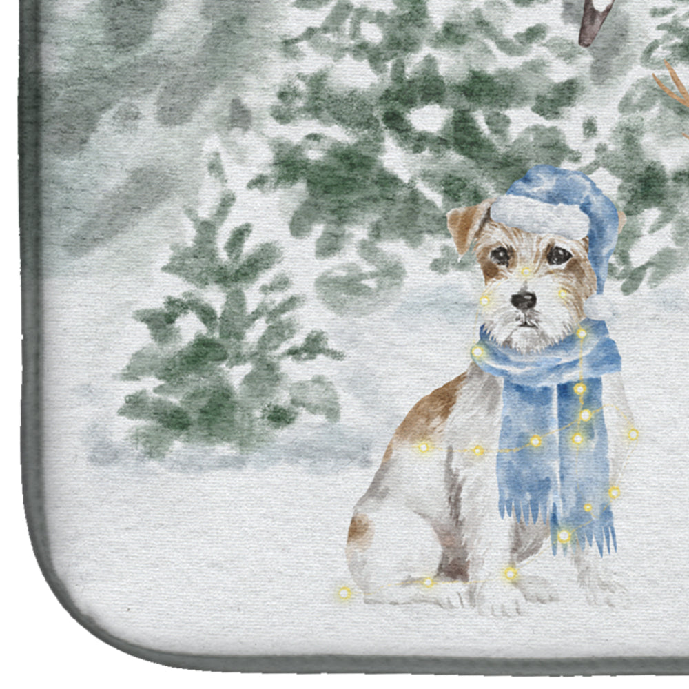 Jack Russell Terrier Wirehaired with Christmas Presents Dish Drying Mat  the-store.com.
